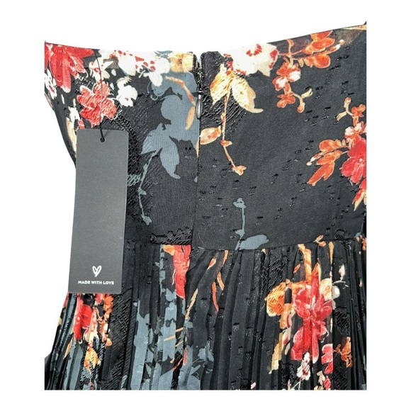 Lulus | Tier to Stay Black Floral Print Tiered Tie-Strap Midi Dress size M New - Picture 10 of 16